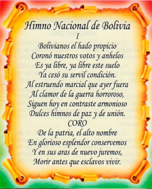 El Himno Nacional de Bolivia